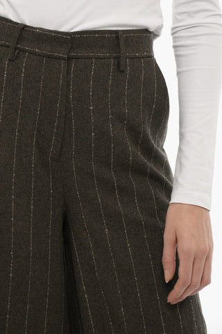 Pinestripe Wool Blend Wide Pants