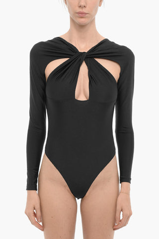 Body a Maniche Lunghe con Dettagli Cut-Out
