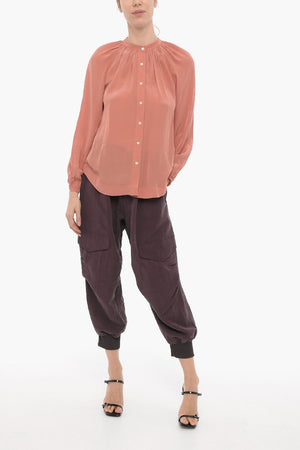 Bluse HEZZY aus Satin mit Stehkragen