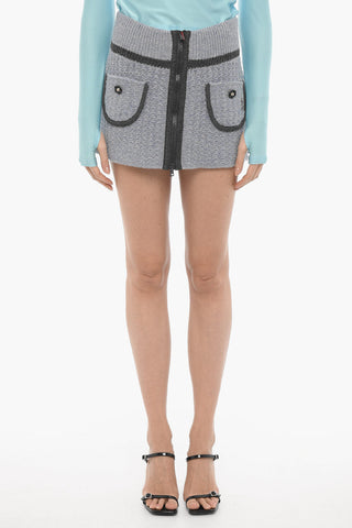 Knitted ANNA Mini Skirt with Front Zip