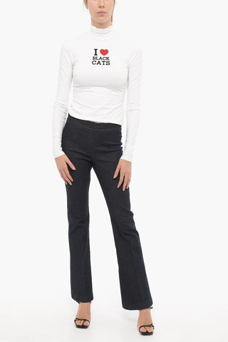 Solid Color BELLINI Bootcut Jeans with Elastic Waistband 27cm