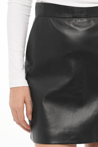 Minigonna in Pelle con Due Tasche