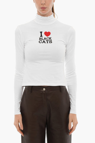Turtleneck T-shirt with Velvet Detail