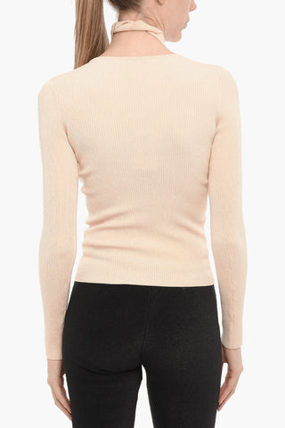 Solid Color Ribbed Sweater with Cut-Out Details