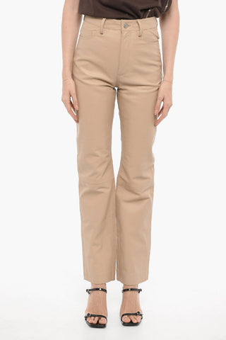Straight Leg Leather 5-Pockets Pants
