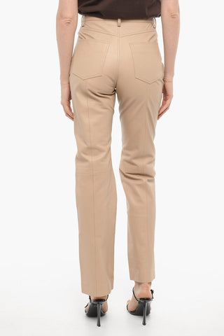 Straight Leg Leather 5-Pockets Pants