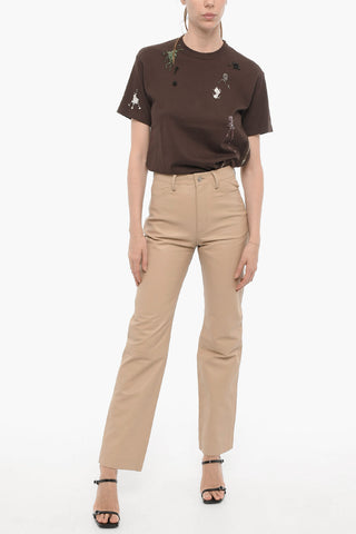 Straight Leg Leather 5-Pockets Pants