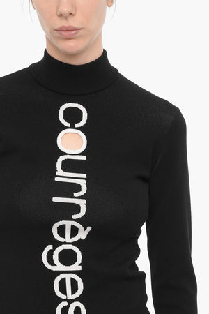 Rollkragen-Oberteil mit Logostick und Cut-Out-Detail