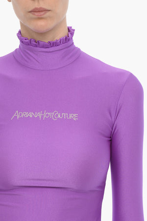 High-Neck Top With Strass Logo
