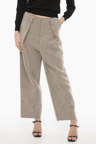 Pantaloni a Una Pince in Misto Lana