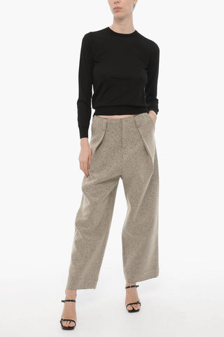 Pantaloni a Una Pince in Misto Lana