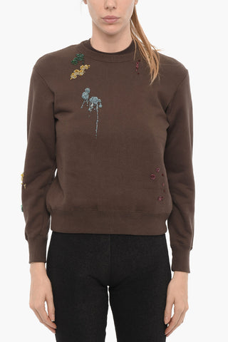 JUN TAKAHASHI Brushed Cotton Crew-neck Sweater Embellished with Beads