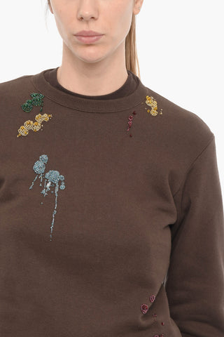 JUN TAKAHASHI Brushed Cotton Crew-neck Sweater Embellished with Beads
