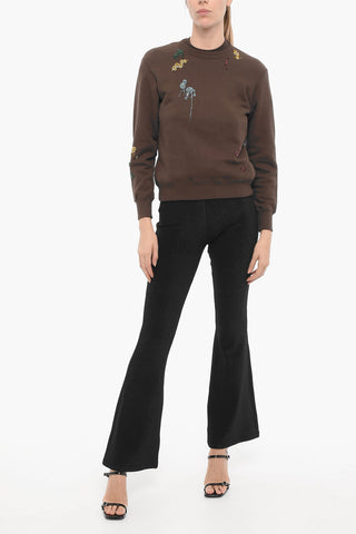 JUN TAKAHASHI Brushed Cotton Crew-neck Sweater Embellished with Beads