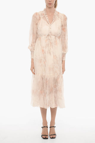 Floral - Motif NISHA KOURA Maxi Dress with Ruches