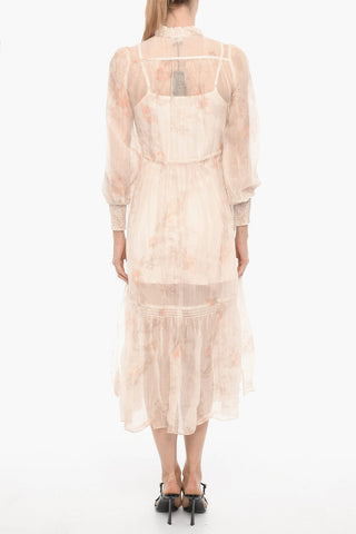 Floral - Motif NISHA KOURA Maxi Dress with Ruches