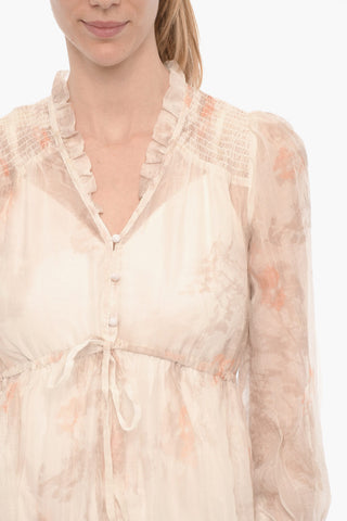 Floral - Motif NISHA KOURA Maxi Dress with Ruches