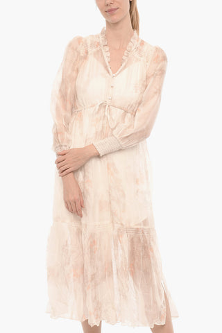 Floral - Motif NISHA KOURA Maxi Dress with Ruches