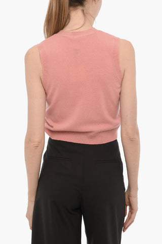 Maglia senza Maniche in Lana con Scollo a V