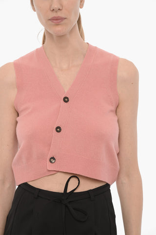 Maglia senza Maniche in Lana con Scollo a V