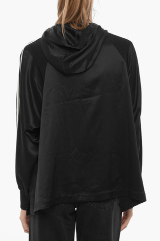 ADIDAS Solid Color Satin Sweatshirt with Hood and Zip Closure
