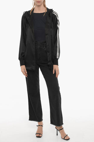 ADIDAS Solid Color Satin Sweatshirt with Hood and Zip Closure