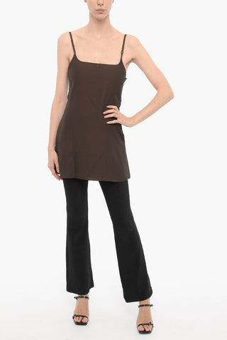 Solid Color Satin Flared Dress