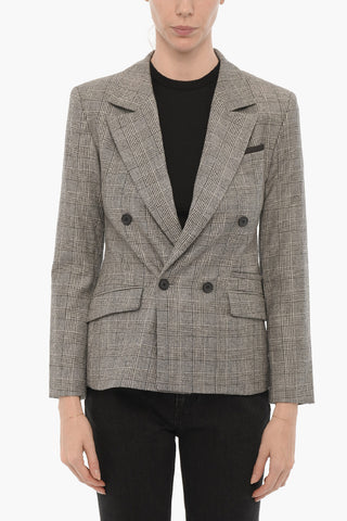 NEWLIFE&WOOL Districk Checked Double Breated Blazer