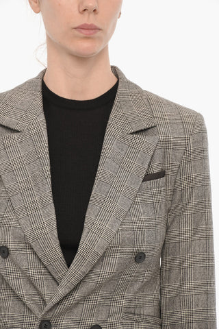 NEWLIFE&WOOL Districk Checked Double Breated Blazer