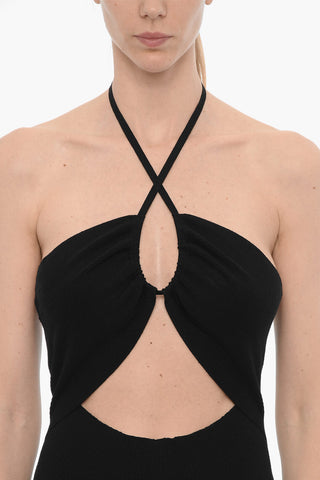 Abito TONI Halterneck a Coste con Dettaglio Cut-Out