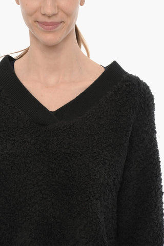 V-Neck Solid Color DEEANN Fluffy Sweater