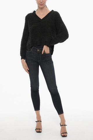 V-Neck Solid Color DEEANN Fluffy Sweater