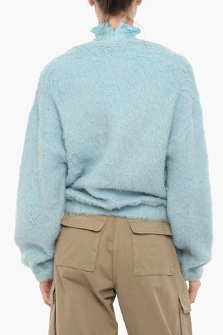 Cardigan Fluffy in Tinta Unita con Scollo a V