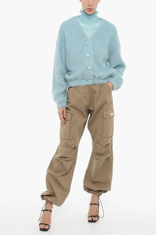 Cardigan Fluffy in Tinta Unita con Scollo a V