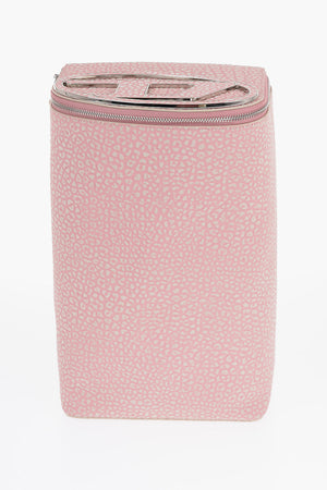 Embossed Leather Backpack with Applied Logo