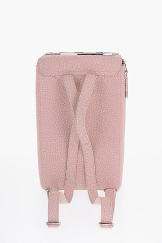 Embossed Leather Backpack with Applied Logo