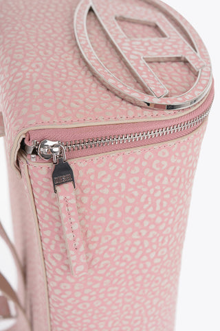 Embossed Leather Backpack with Applied Logo