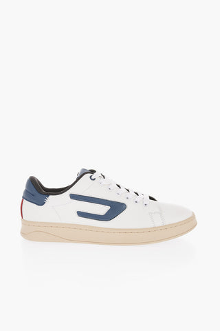 Grained Leather Lace-Up S-ATHENE Sneakers with Embossed Logo