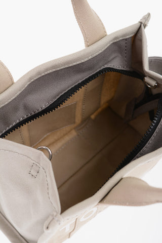 Borsa Tote in Canvas Logata con Tracolla Removibile
