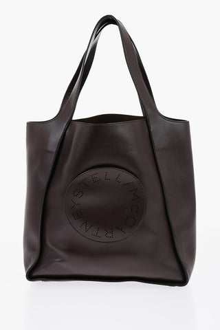 Borsa a Mano in Ecopelle con Logo Traforato