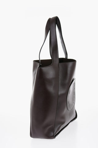 Borsa a Mano in Ecopelle con Logo Traforato