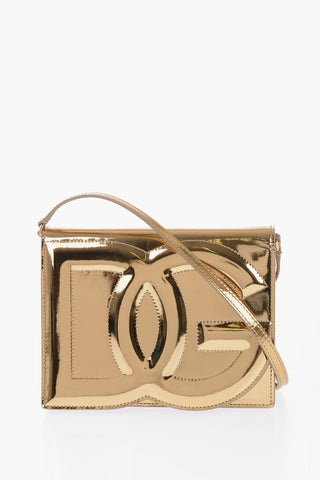 Patent Leather Handbag with Embossed Logo