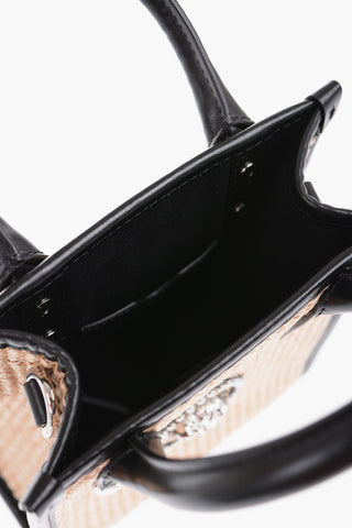 Rafia Logoed Mini Tote Bag with Leather Trims