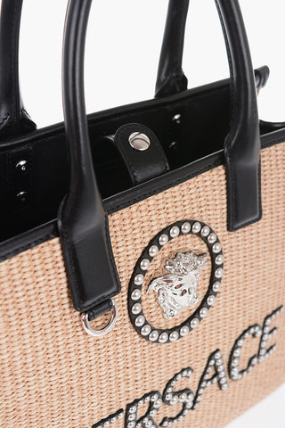 Rafia Logoed Tote Bag with Leather Trims
