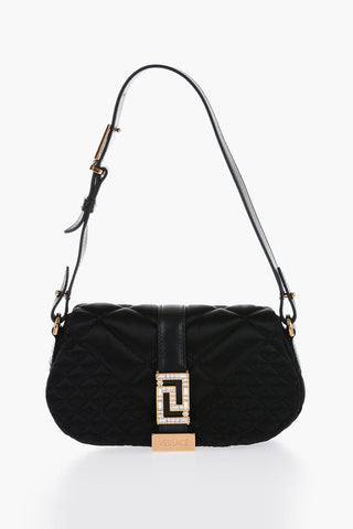 GRECA GODDESS Quilted Saddle Bag with Swarovski Greca Application