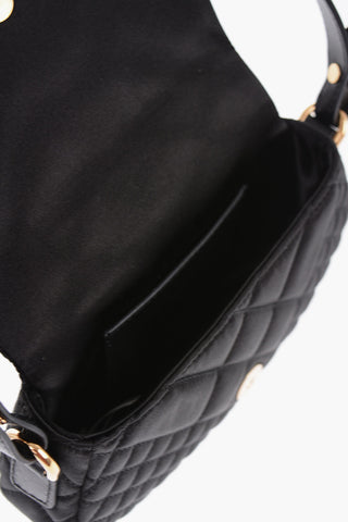 GRECA GODDESS Quilted Saddle Bag with Swarovski Greca Application