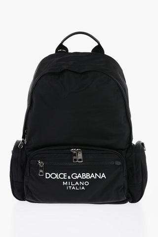 Zaino in Nylon con Logo in Rilievo