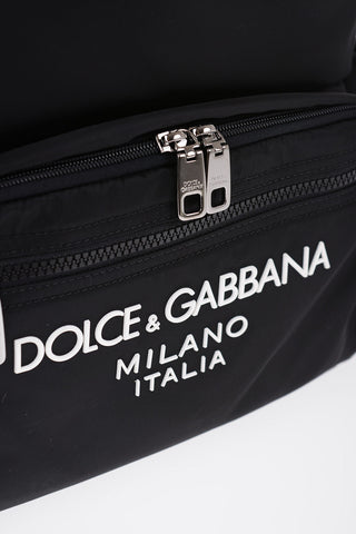 Zaino in Nylon con Logo in Rilievo