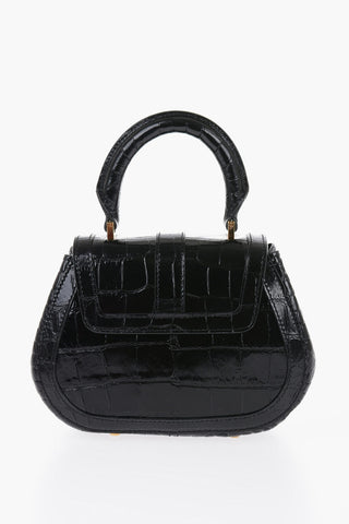 GRECA GODDESS Leather Croco-Effect Bag with Removable Shoulder Strap