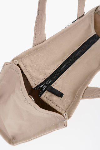 Borsa Tote in Canvas Logata con Tracolla Removibile